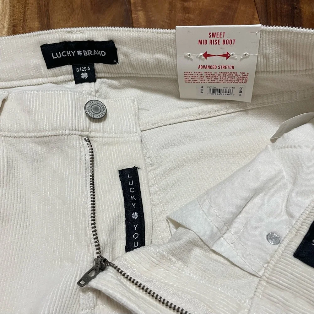 NWT Lucky Brand Mid Rise Corduroy Sweet Boot Pants Cream 8/29 - Picture 6 of 11